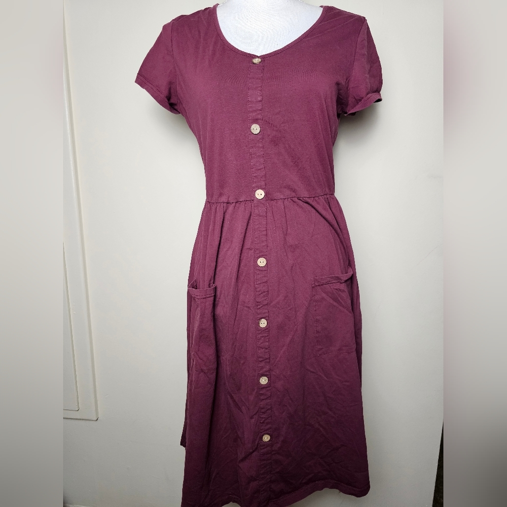 BOHO Button Dress Burgundy